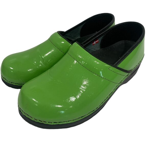 Sanita Women's Green Classic Professional Patent Leather Clogs Slip-on Size 41 - Picture 1 of 9